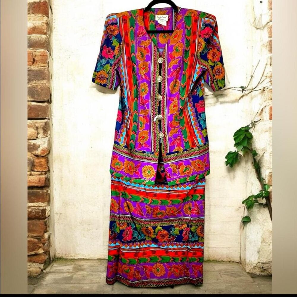 Vintage Lady Carol 2 piece skirt set sz 8 70s 80s boho retro like new